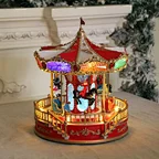 rotating christmas decoration with light-santa music box